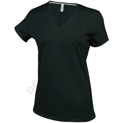 KA381 LADIES' SHORT SLEEVE V-NECK T-SHIRT, Black