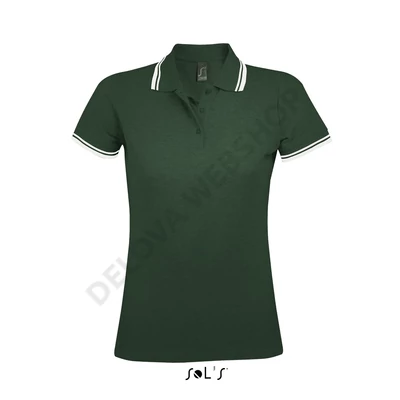 SO00578 PASADENA WOMEN POLO SHIRT, Forest Green/White