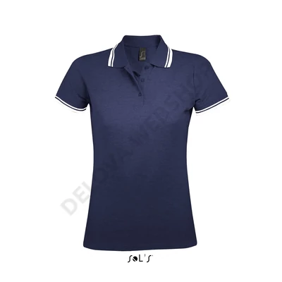 SO00578 PASADENA WOMEN POLO SHIRT, French Navy/Neon Orange