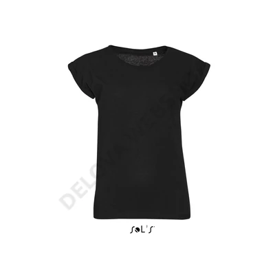 SO01406 MELBA WOMEN’S ROUND NECK T-SHIRT, Deep Black