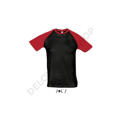 SO11190 FUNKY MEN'S 2-COLOUR RAGLAN SLEEVES T-SHIRT, Black/Red