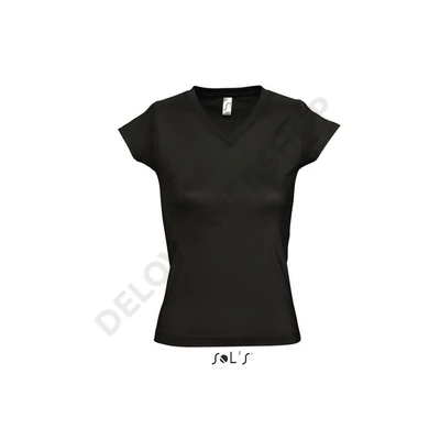 SO11388 MOON WOMEN’S V-NECK T-SHIRT, Deep Black