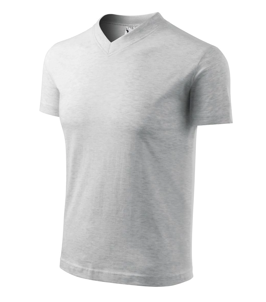 V-neck Pólók unisex, világosszürke melírozott