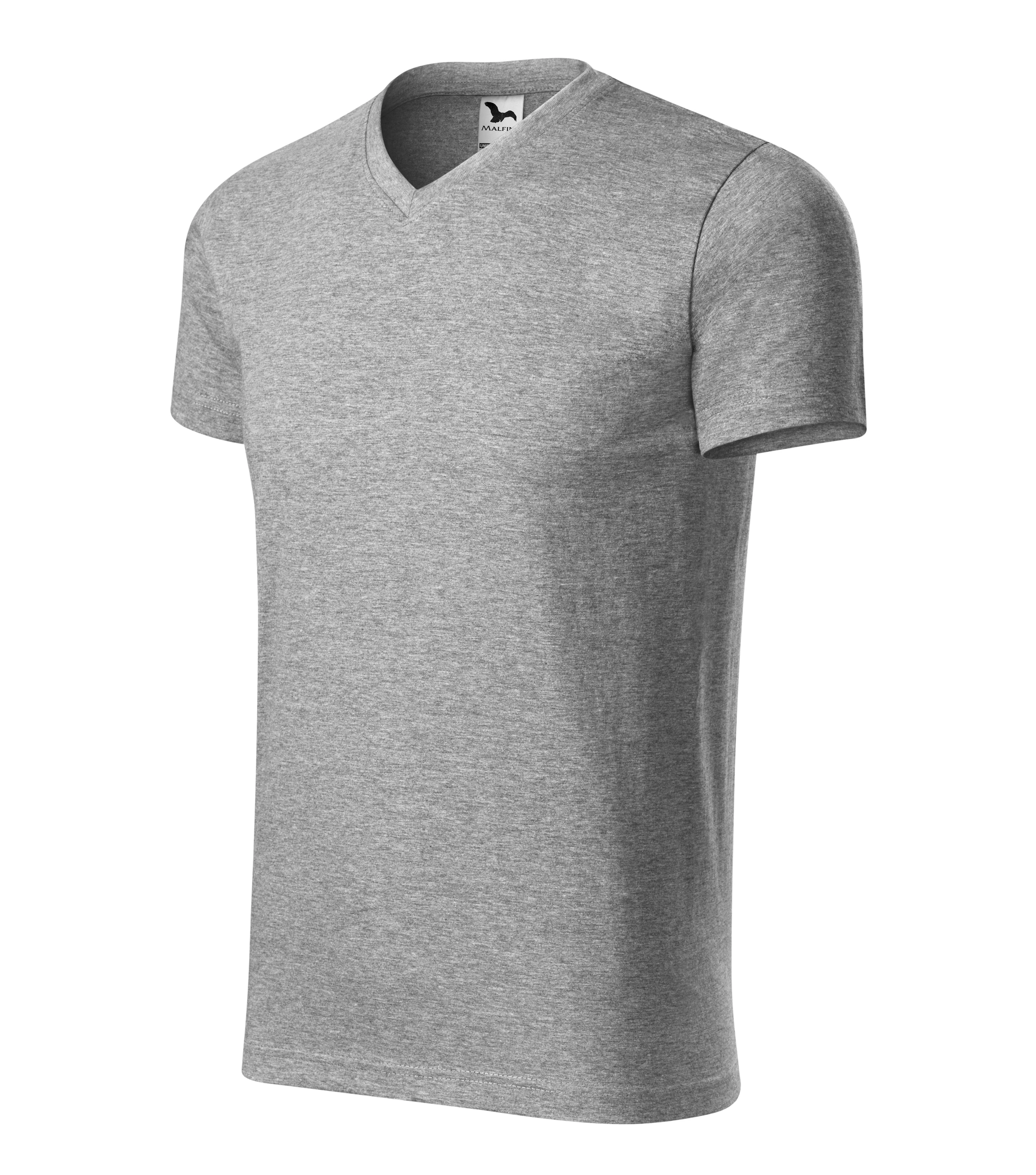Heavy V-neck Pólók unisex, sötétszürke melírozott