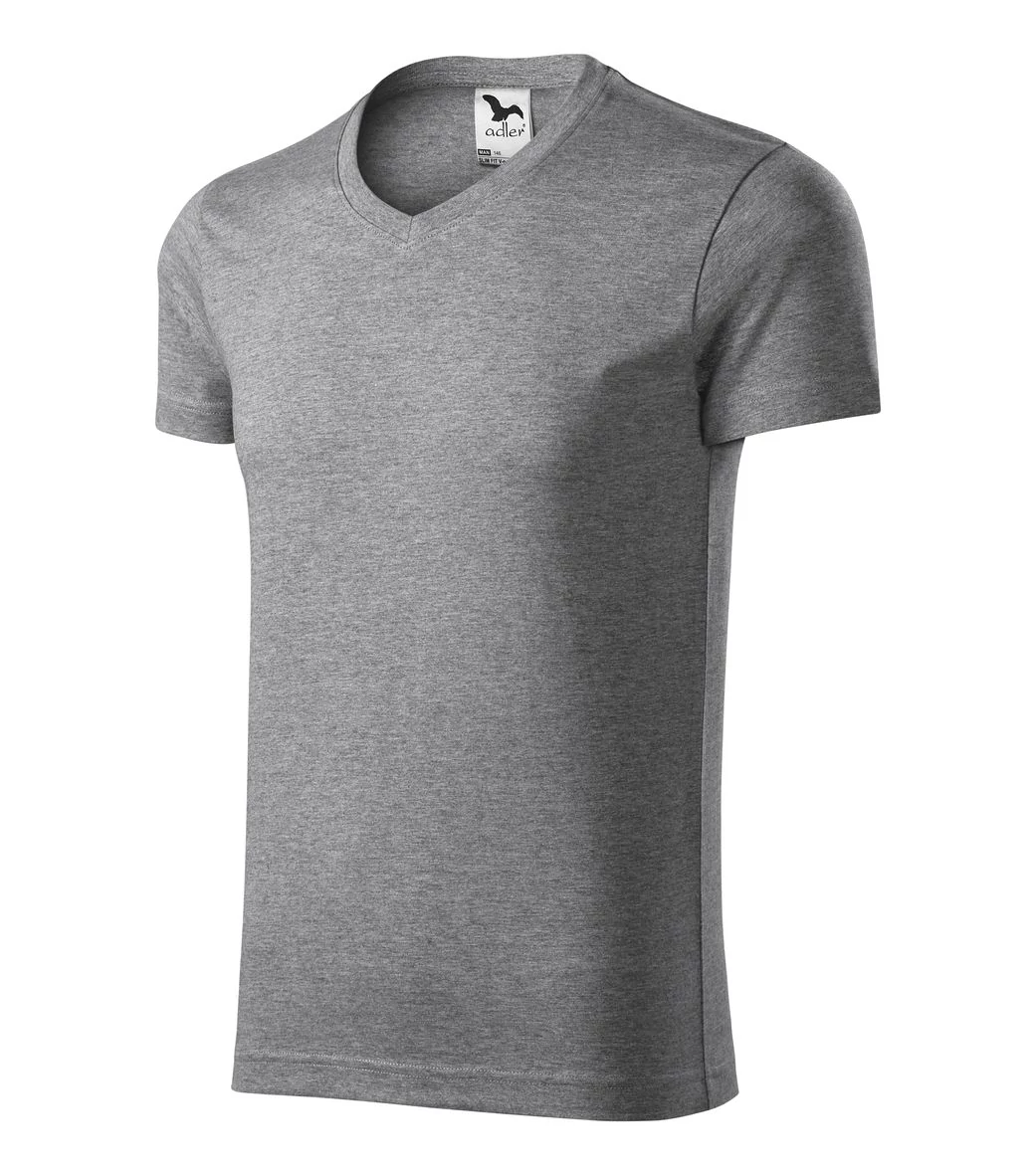 Slim Fit V-neck Pólók férfi, sötétszürke melírozott