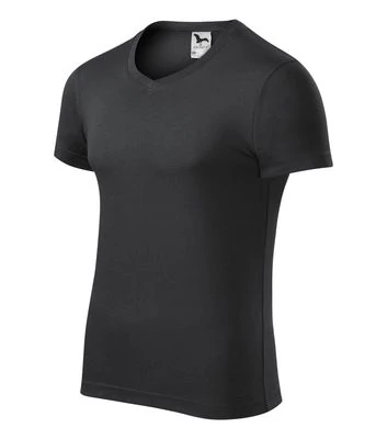Slim Fit V-neck Pólók férfi, ebony gray