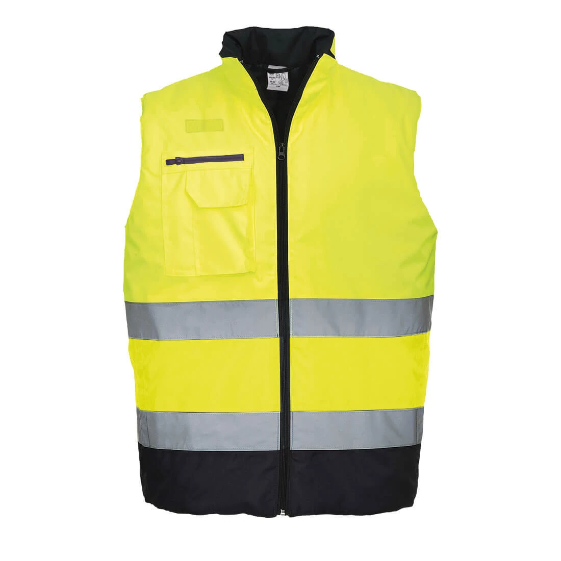 Hi-Vis kéttónusú mellény, sárga/sötétkék