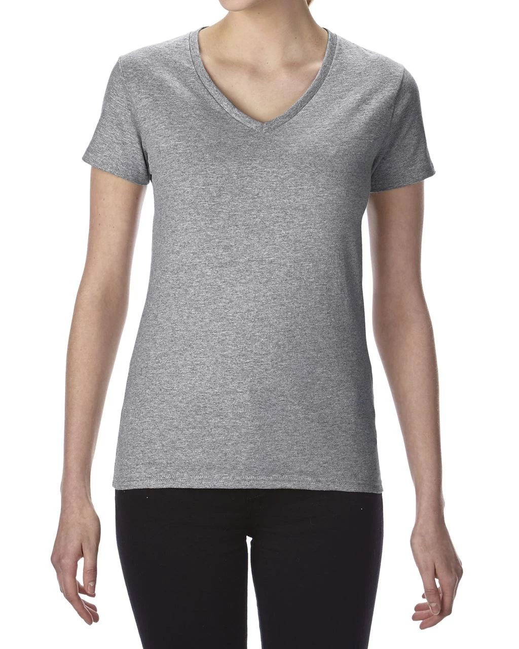 GIL4100V PREMIUM COTTON® LADIES' V-NECK T-SHIRT, RS Sport Grey