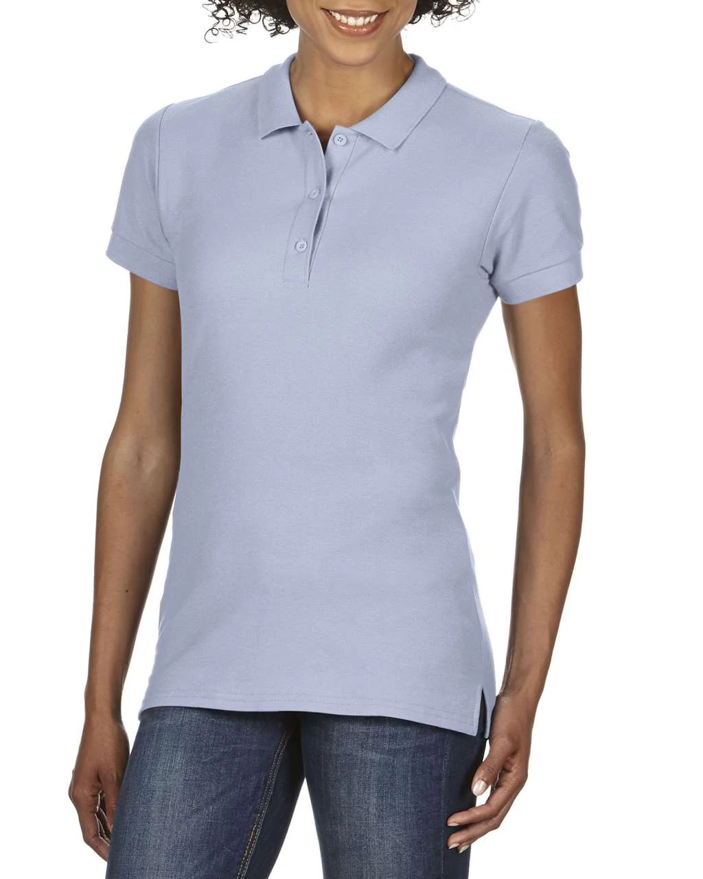 GIL85800 PREMIUM COTTON® LADIES' DOUBLE PIQUÉ POLO, Light Blue