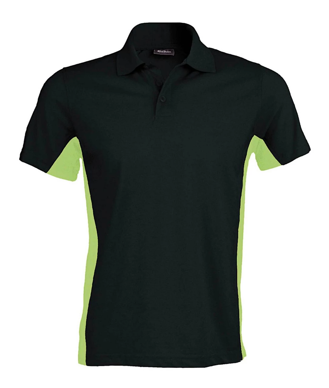 KA232 FLAG - SHORT SLEEVE BI-COLOUR POLO SHIRT, Black/Lime