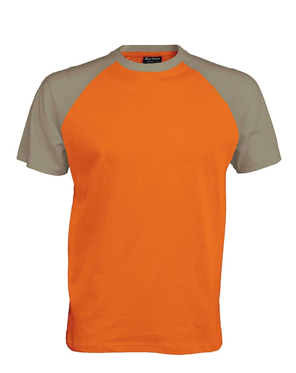 KA330 BASE BALL - CONTRAST T-SHIRT, Orange/Light Grey