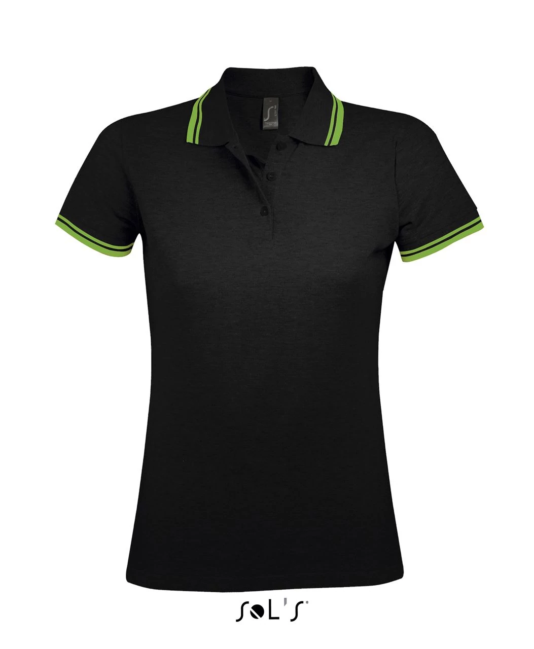 SO00578 PASADENA WOMEN POLO SHIRT, Black/Lime