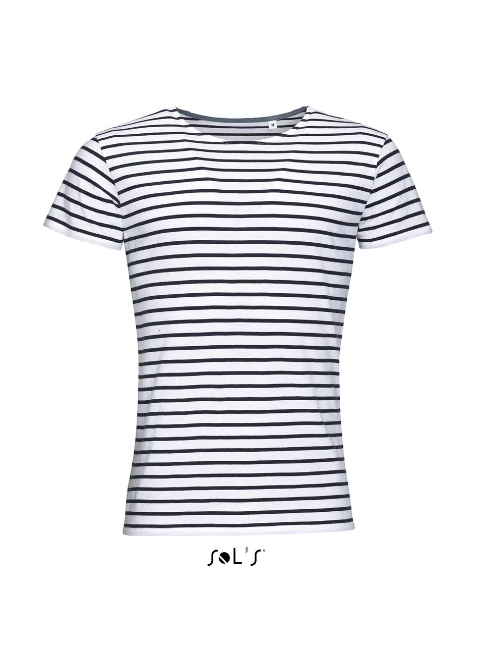 SO01398 MILES MEN ROUND NECK STRIPED T-SHIRT, White/Navy