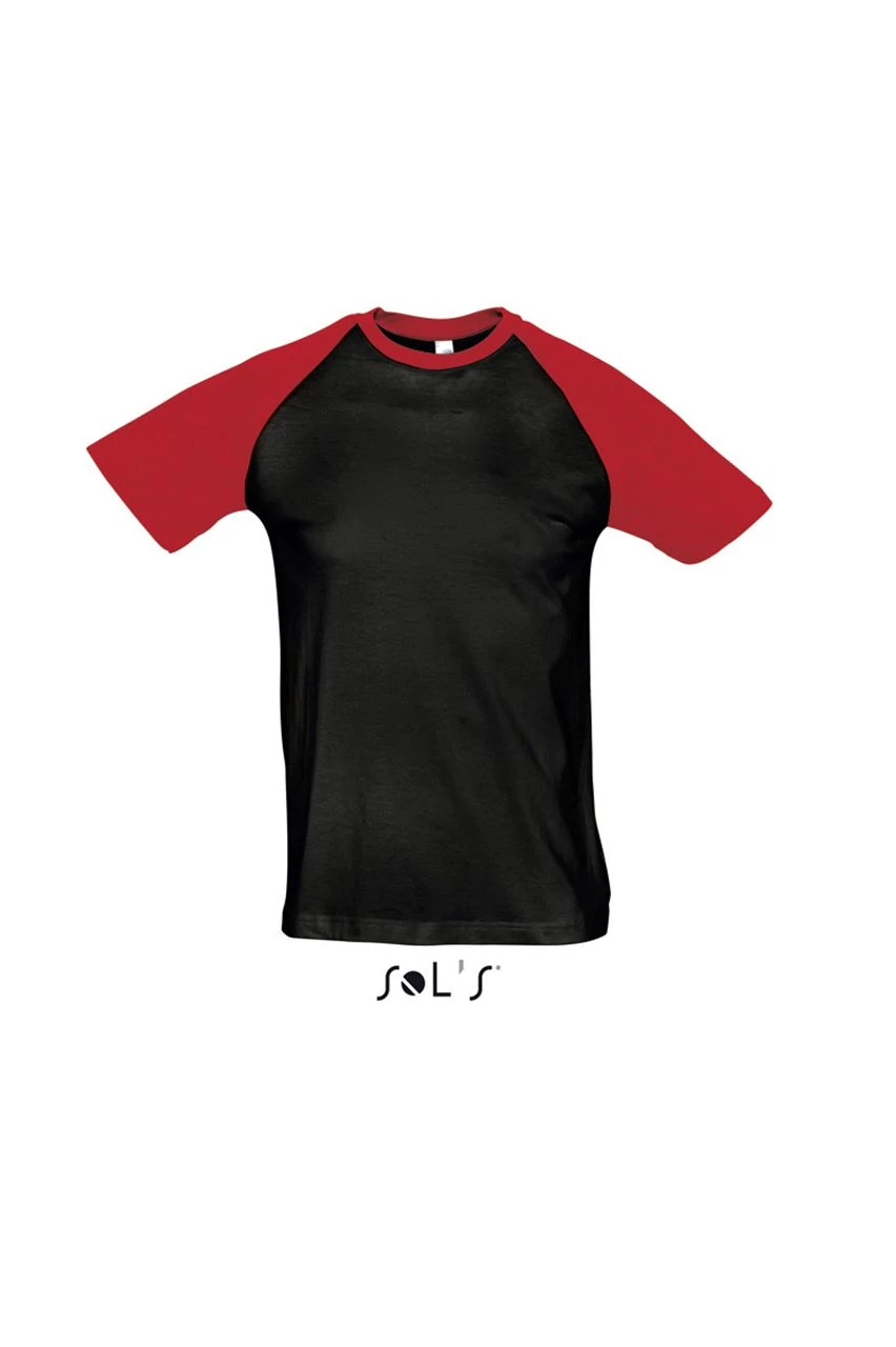 SO11190 FUNKY MEN'S 2-COLOUR RAGLAN SLEEVES T-SHIRT, Black/Red